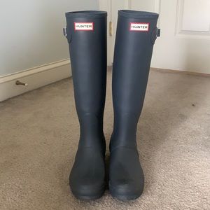 Grey Tall Hunter Boots with Sock Inserts